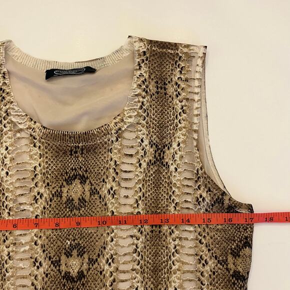 Magaschoni Snakeskin Print Knit Sweater Dress Small Silk Cashmere Sheath Beige - Picture 13 of 15